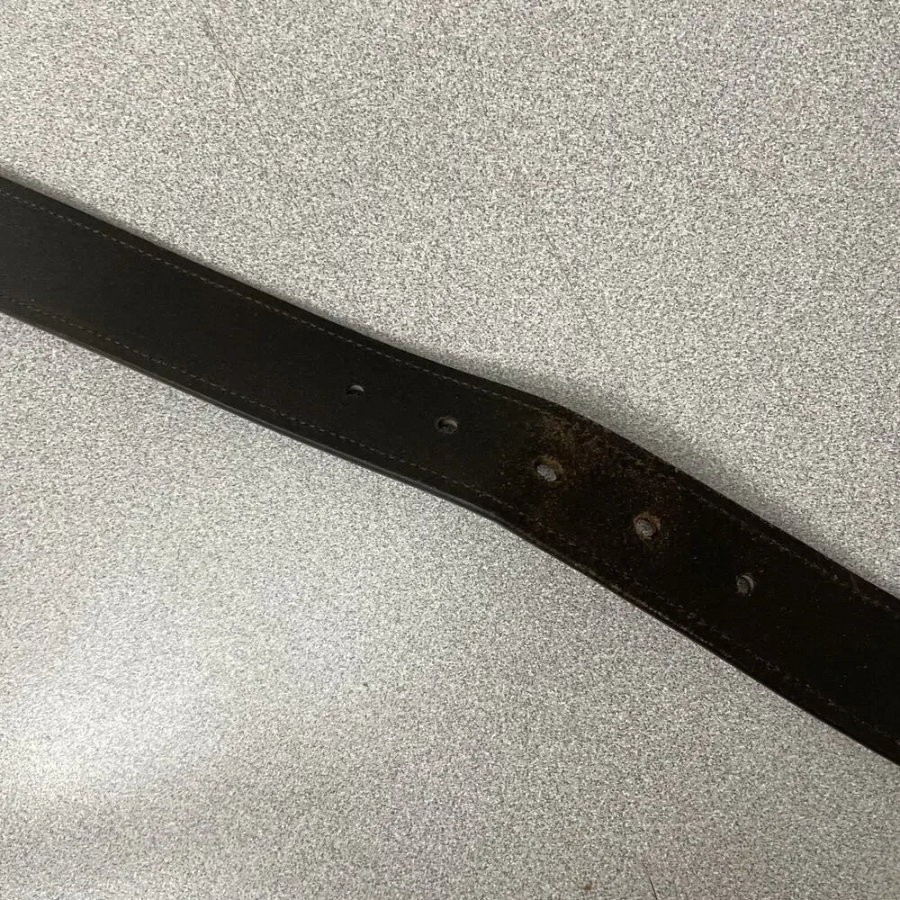 Fossil Leather Belt Mens 38 Brown Silver Roller Buckle Casual Classic 1.75